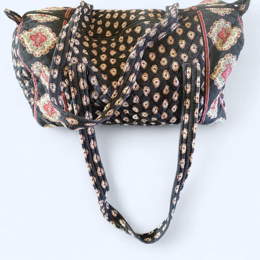 Vintage Vera Bradley Black & Red Medallion Duffle or Gym Bag